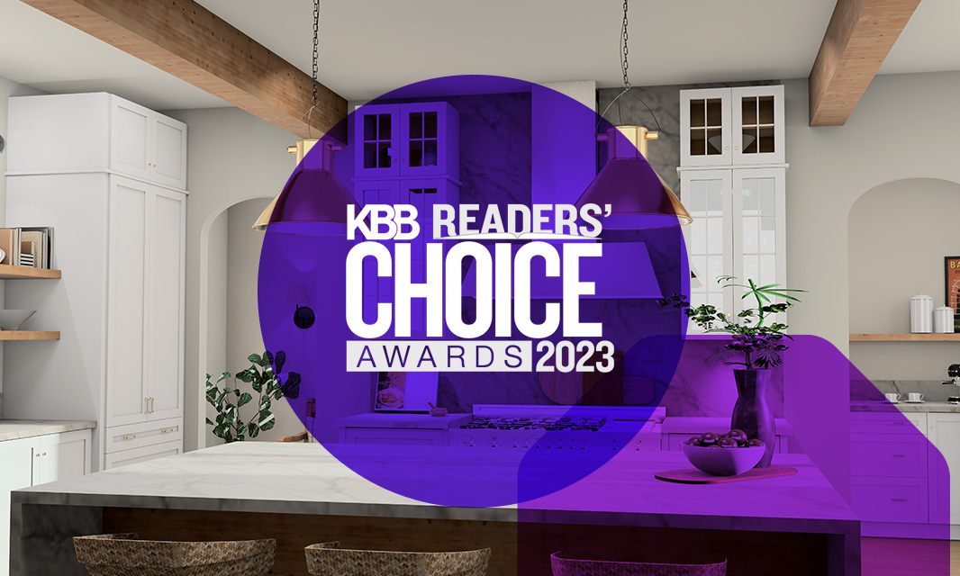 KBB Readers Choice Awards logo in a white kitchen.