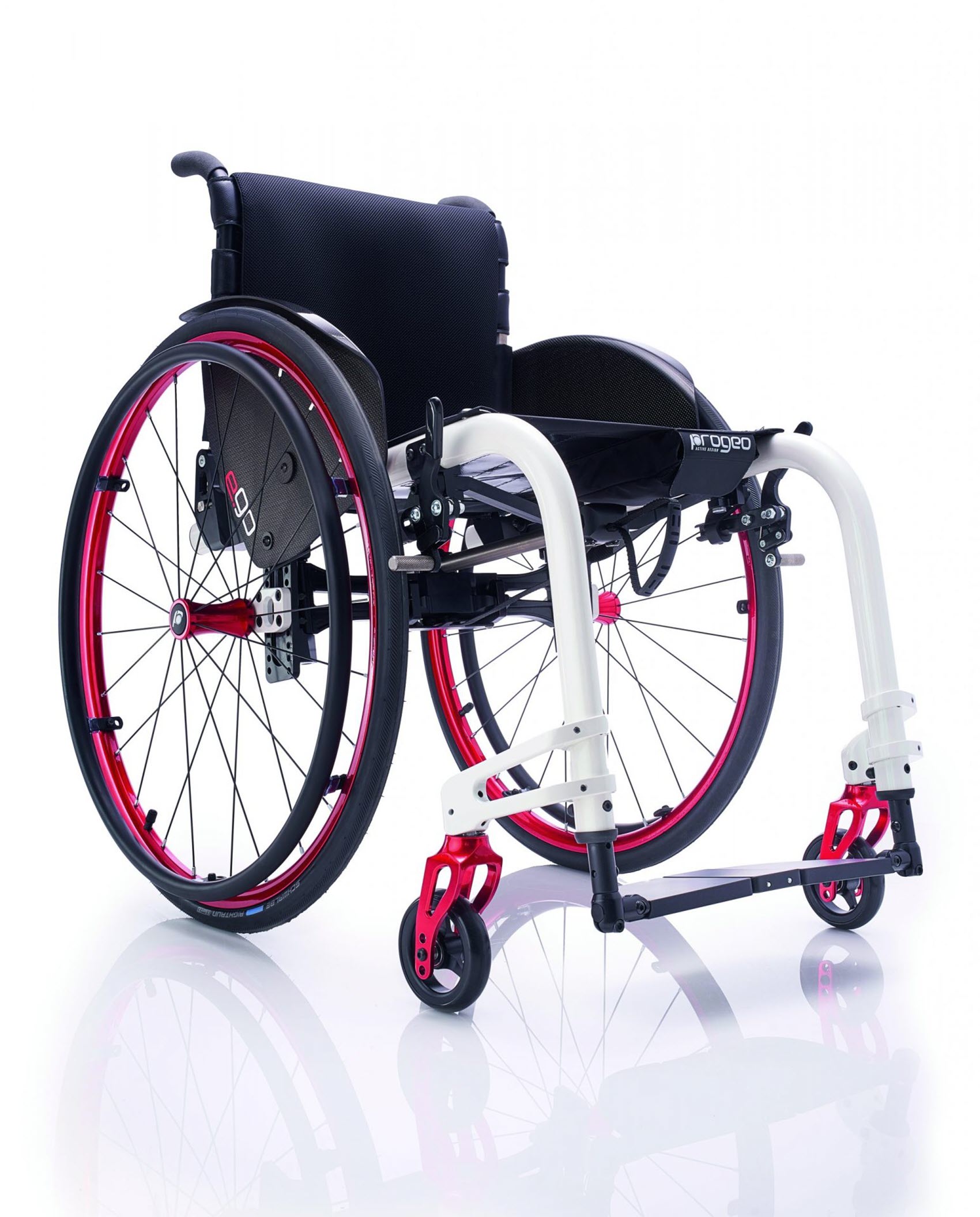 A digital interface showcasing a 3D model of a black and yellow wheelchair.