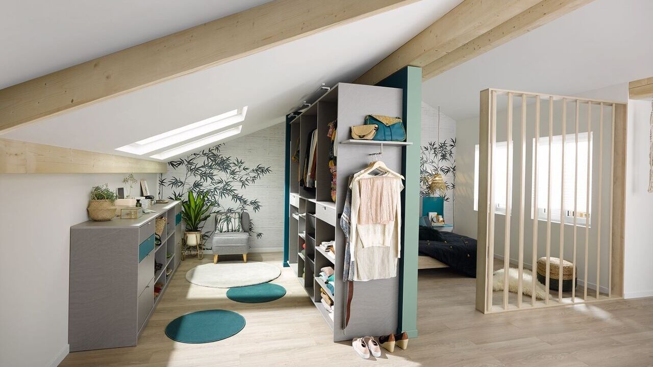 Bedroom with closet and wardrobe.